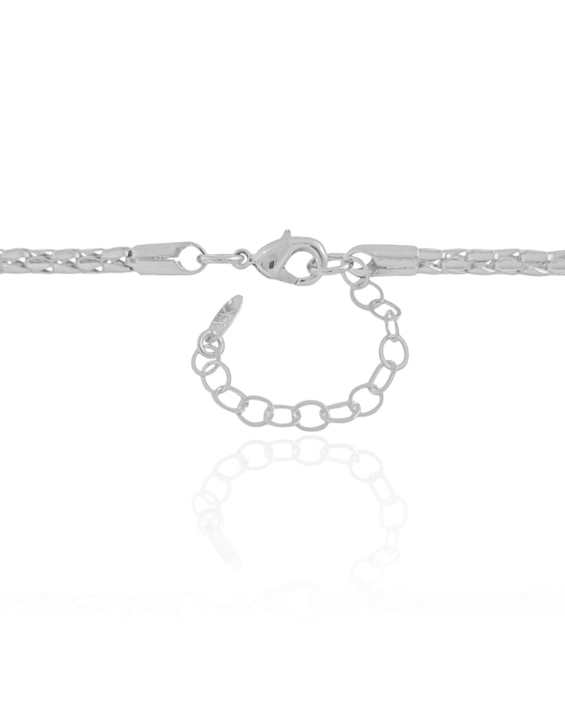 Gargantilha Malha Oca 3 mm Ródio Branco - 45 cm