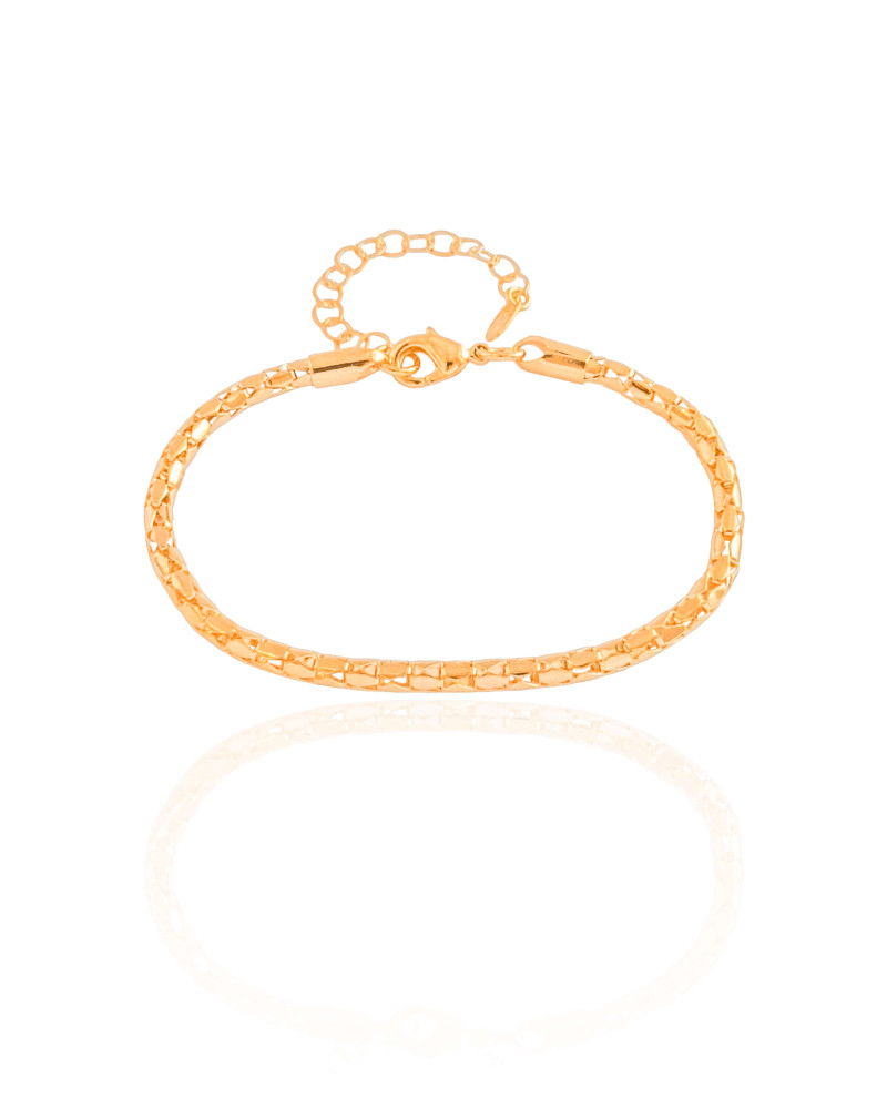 Pulseira Malha Oca 3 mm Banhado a Ouro 18K