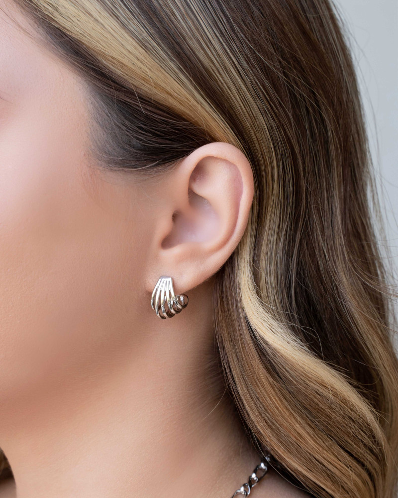 Brinco Argola Filetes 1.6 cm Ródio Branco