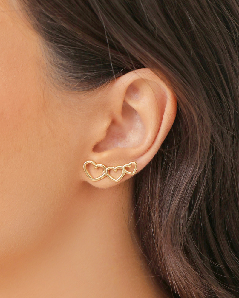 Ear Cuff Corações Vazados 2.3 cm Banhado a Ouro 18K