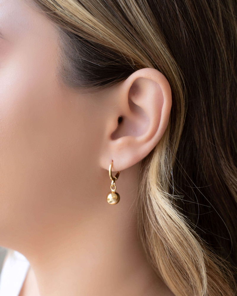 Brinco Argola Click Bola Lisa 2.5 cm Banhado a Ouro 18K