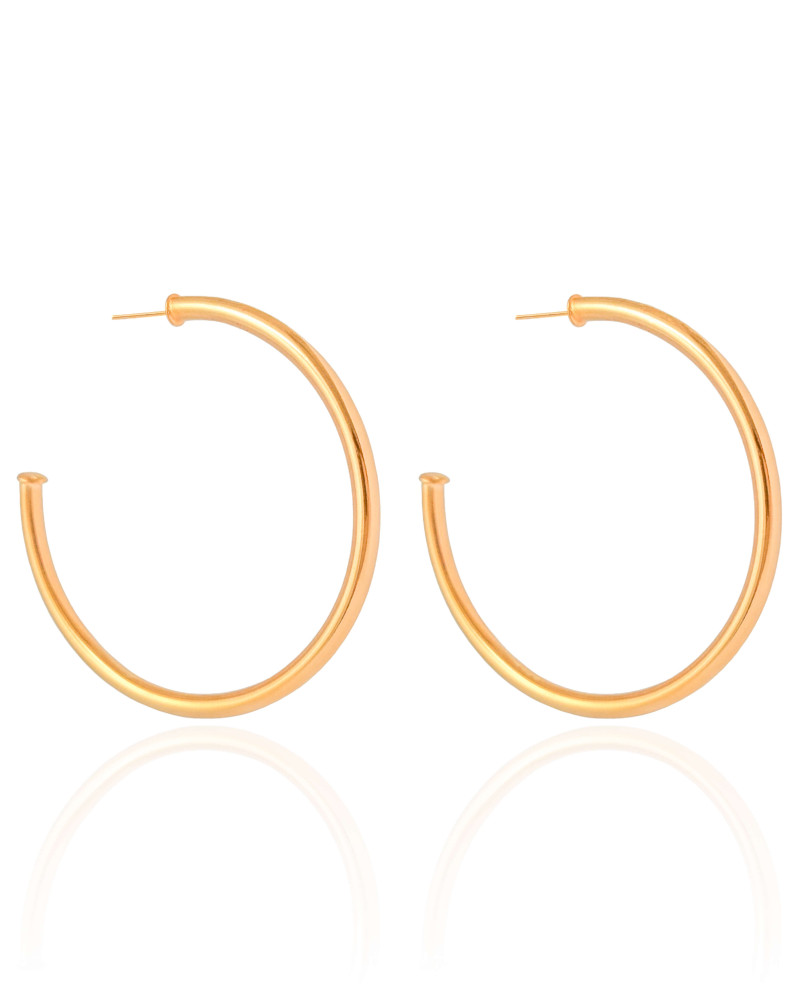 Brinco Argola Tubo 6.5 cm Banhado a Ouro 18K