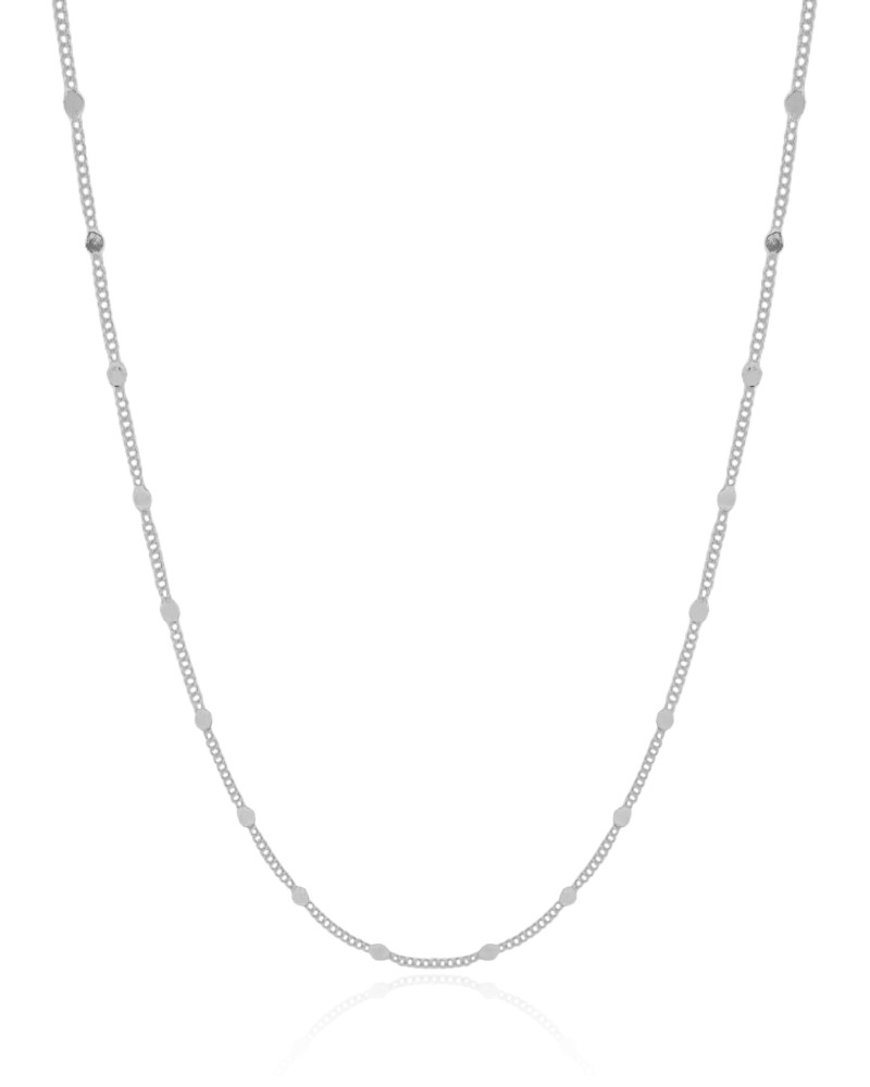 Gargantilha Grumet Plaquinhas Ródio Branco - 45 cm