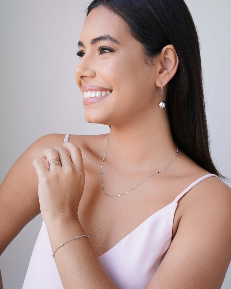 Gargantilha Grumet Plaquinhas Ródio Branco - 45 cm