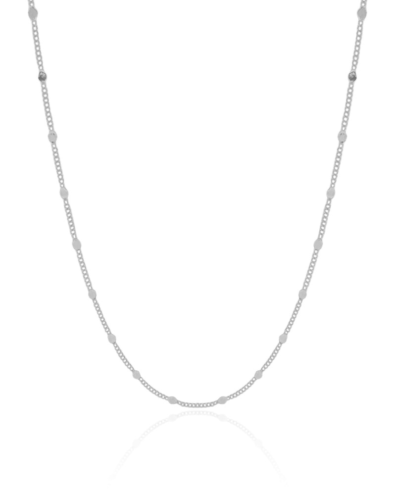 Choker Grumet Plaquinhas Ródio Branco - 33 cm