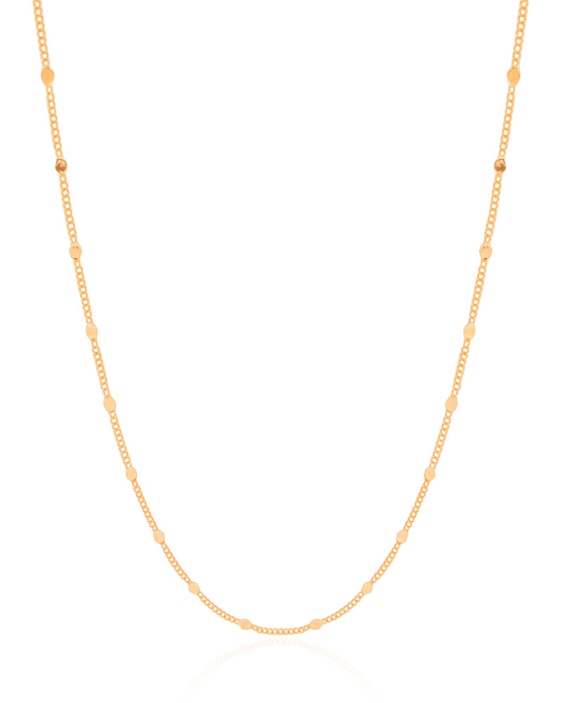 Gargantilha Longa Grumet Plaquinhas Banhado a Ouro 18K - 80 cm