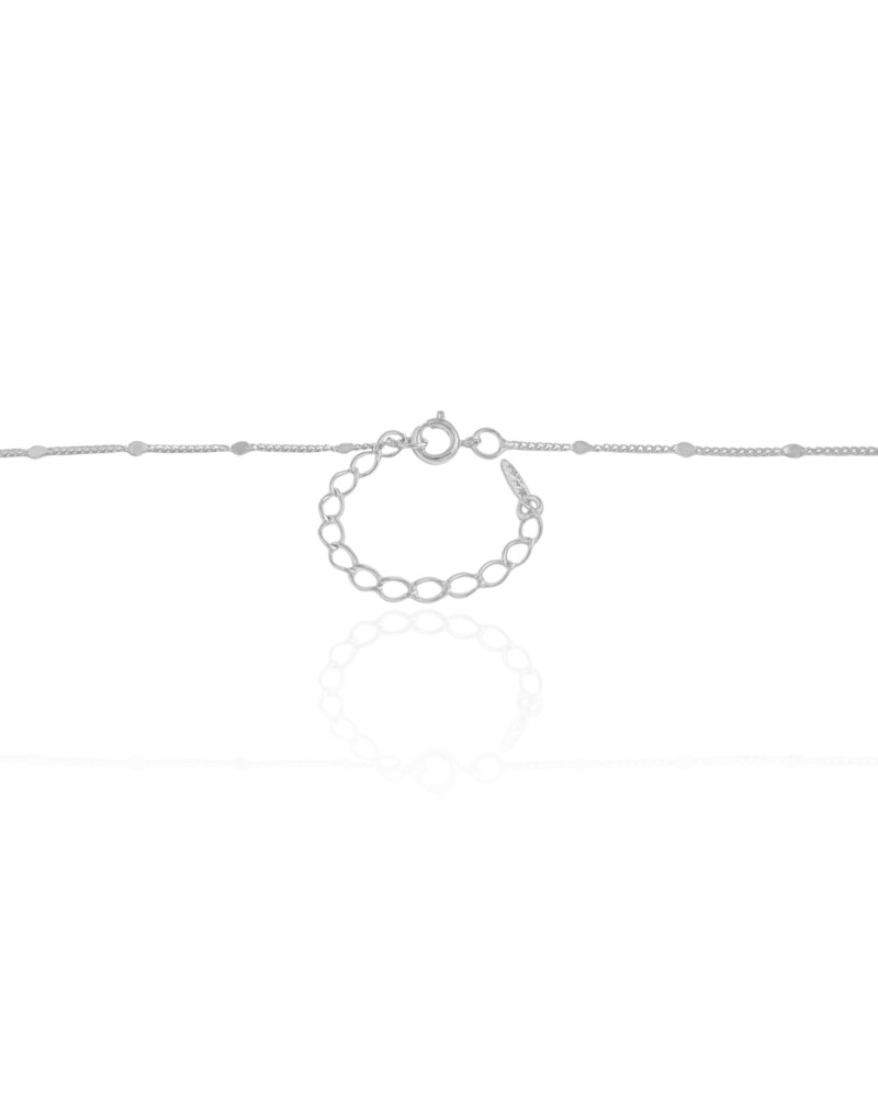 Gargantilha Longa Grumet Plaquinhas Ródio Branco - 80 cm