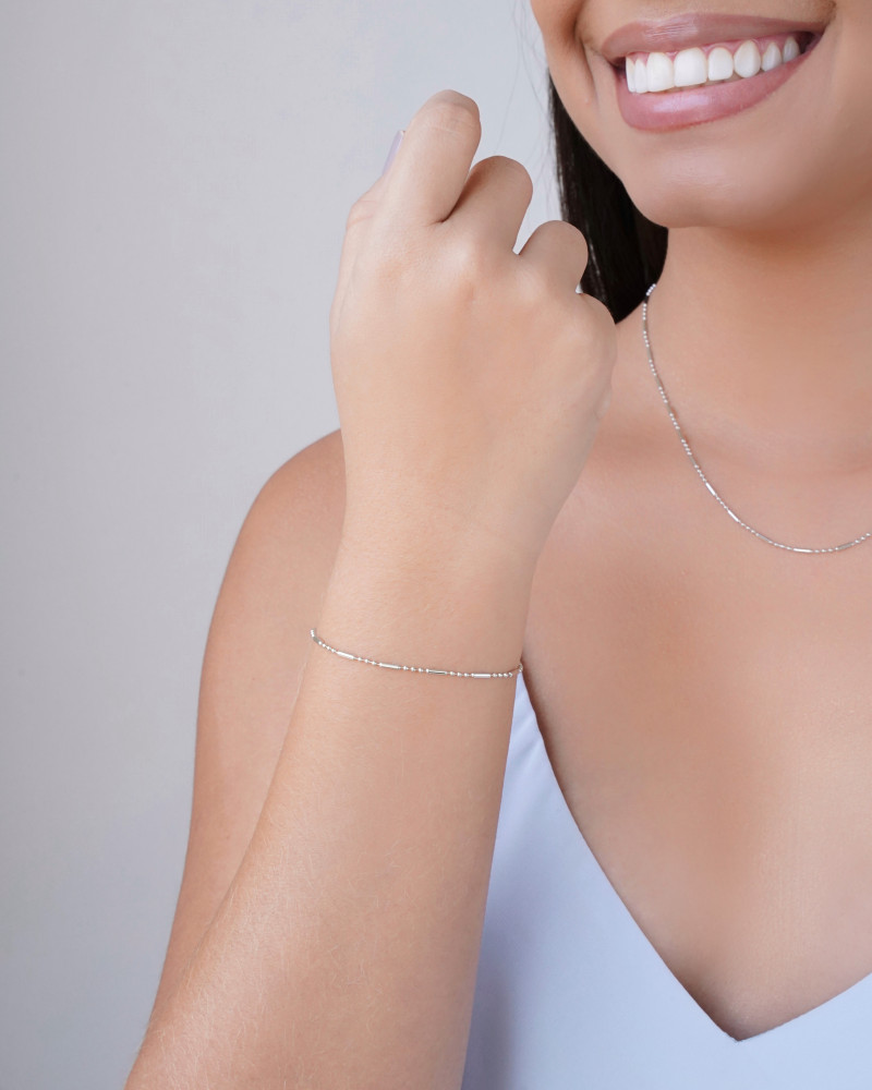 Pulseira Canutilhos 1.0 mm Ródio Branco
