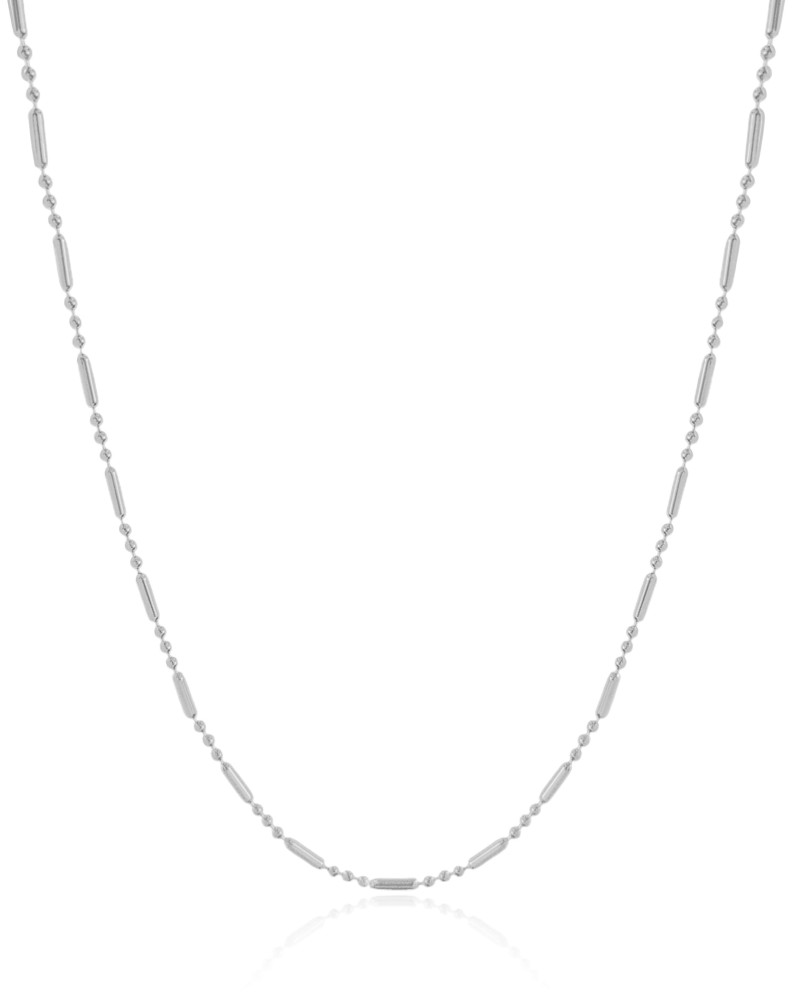 Gargantilha Canutilhos 1 mm Ródio Branco - 40 cm