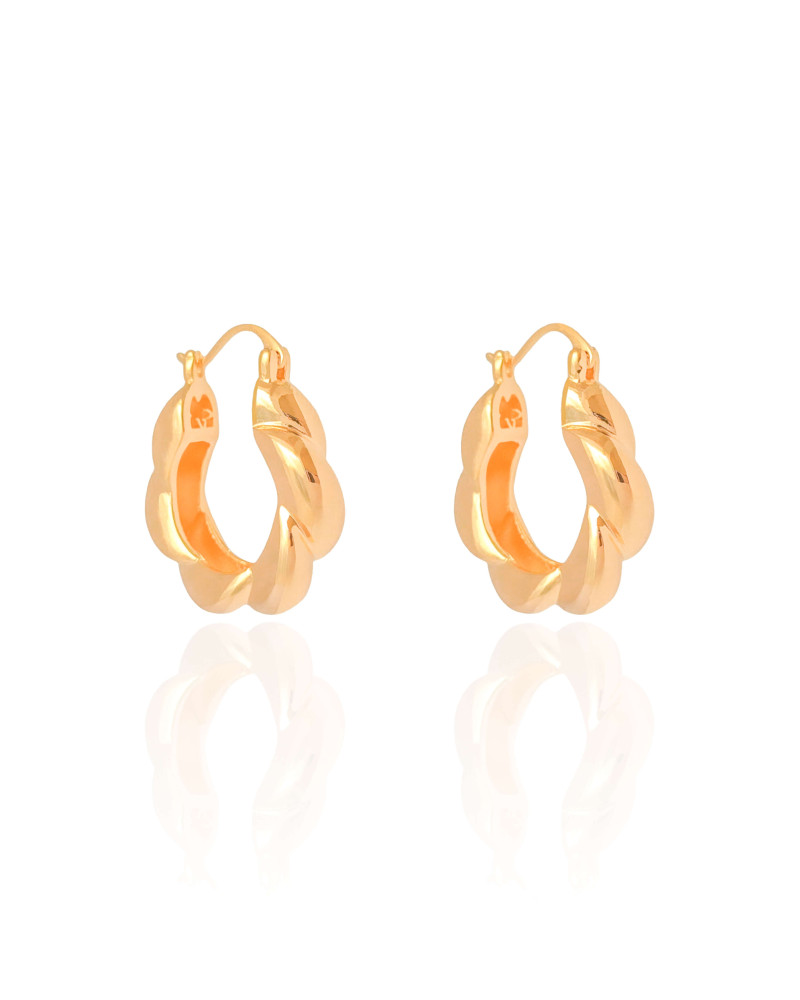 Brinco Argola Torcida Fecho Italiano 2.6 cm Banhado a Ouro 18K