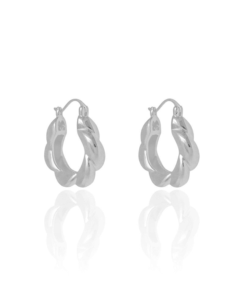 Brinco Argola Torcida Fecho Italiano 2.6 cm Ródio Branco