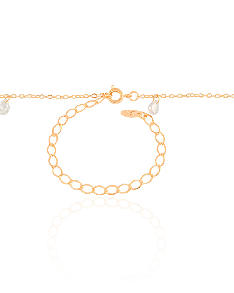 Choker Elos Gotas Cristais Banhado a Ouro 18K