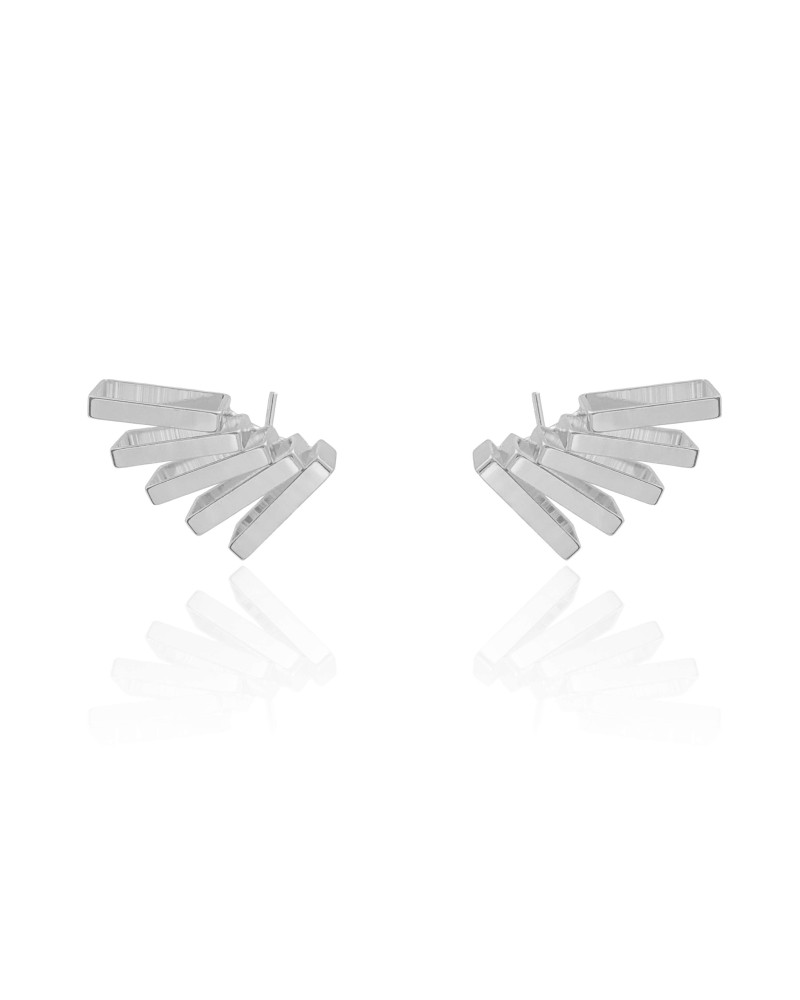 Ear Cuff Retângulos Vazados 2.0 cm Ródio Branco