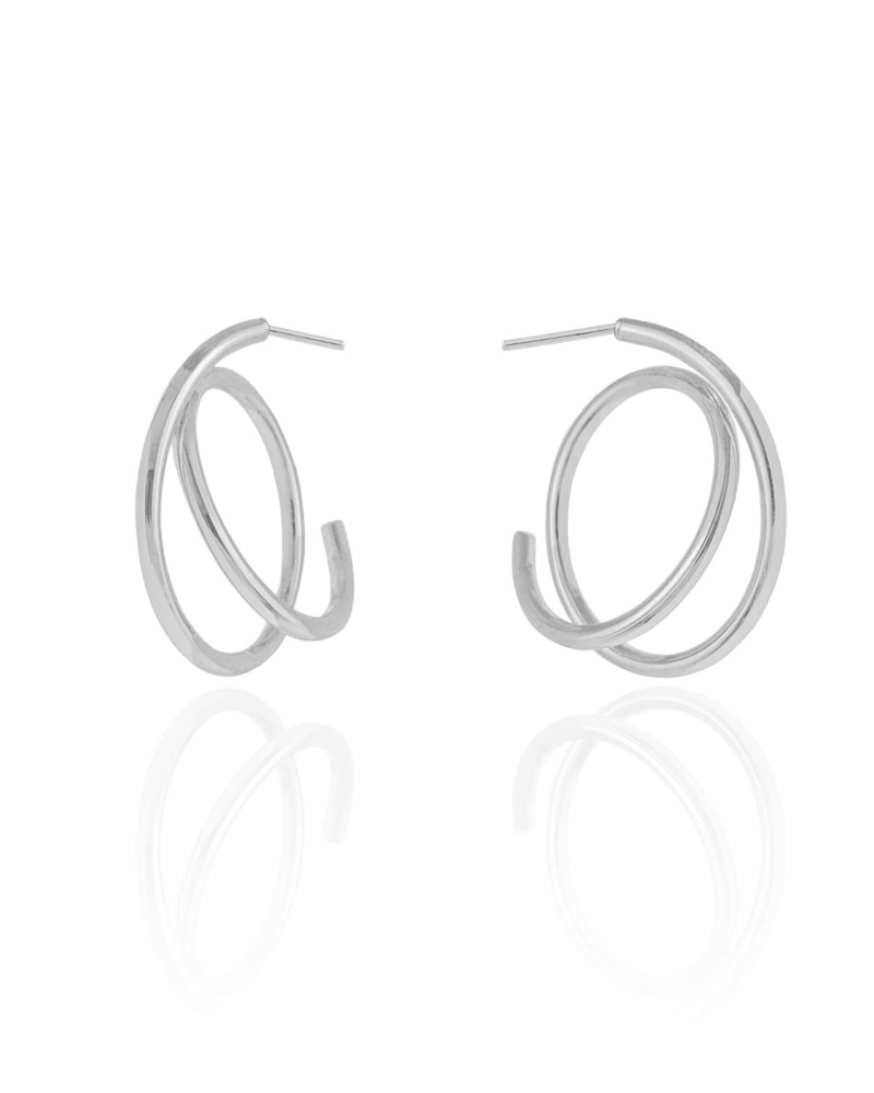 Brinco Argola Entrelaçada Lisa 2.7 cm Ródio Branco