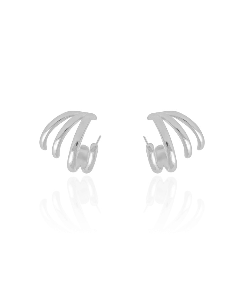 Ear Cuff Filetes Lisos 1.9 cm Ródio Branco