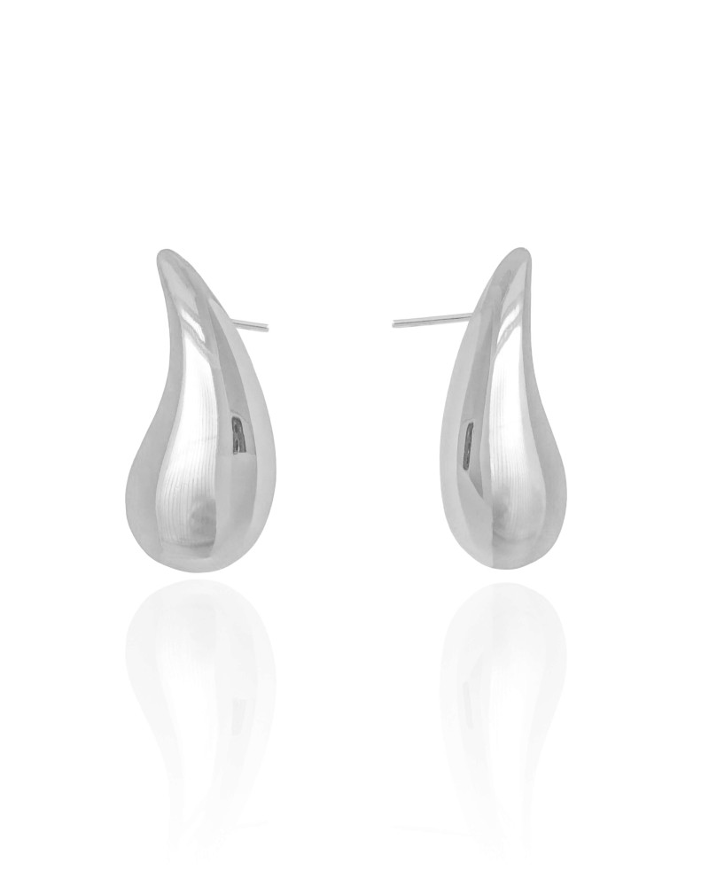 Brinco Gota Lisa 3.2 cm Ródio Branco