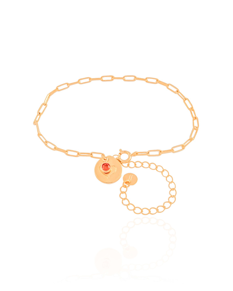 Pulseira Elos Pingente Coração Always With You Banhado a Ouro 18K