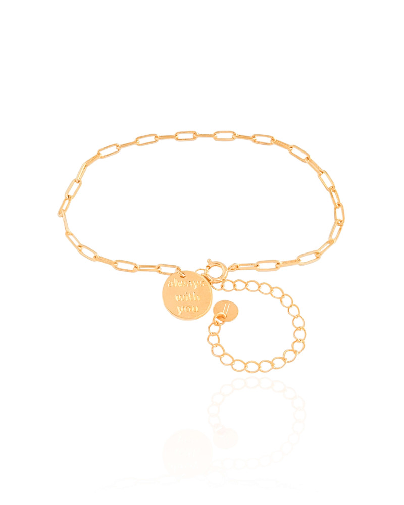 Pulseira Elos Pingente Coração Always With You Banhado a Ouro 18K