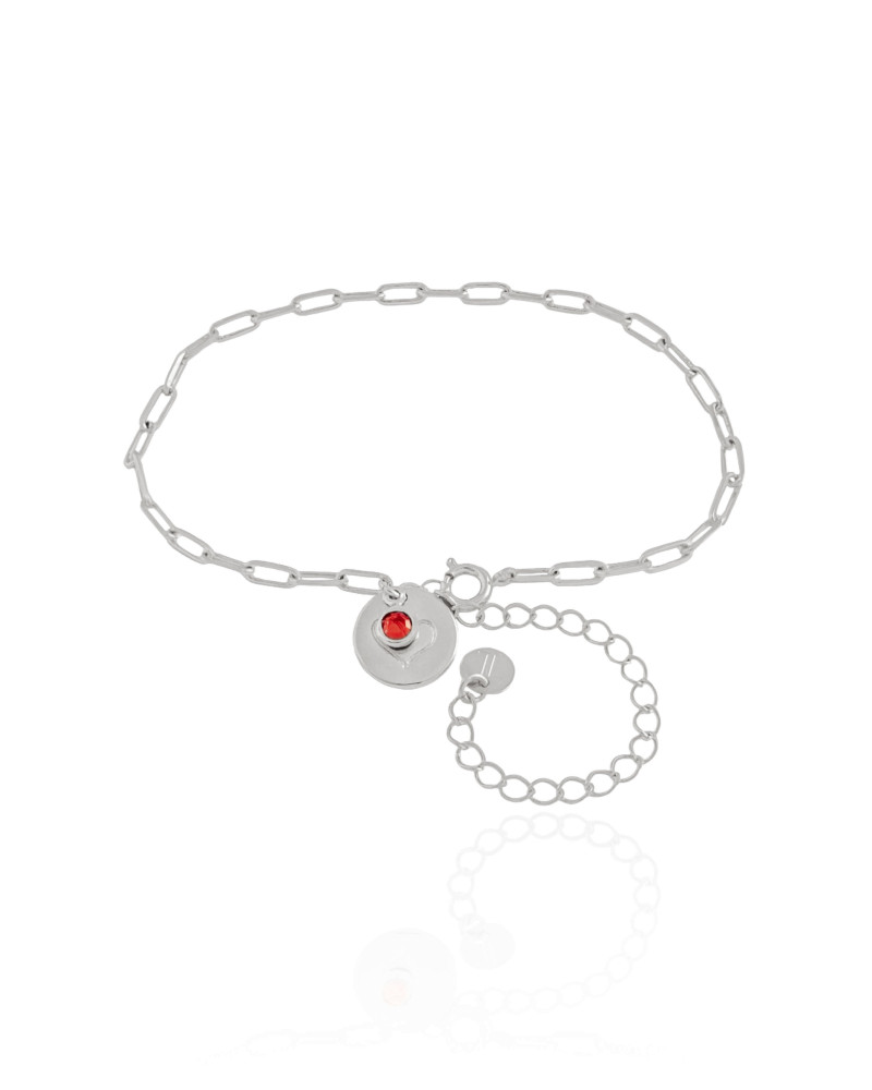 Pulseira Elos Pingente Coração Always With You Ródio Branco