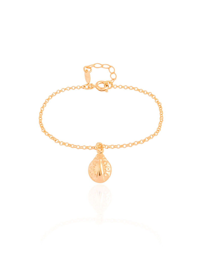 Pulseira Infantil Elos Joaninha Banhado a Ouro 18K
