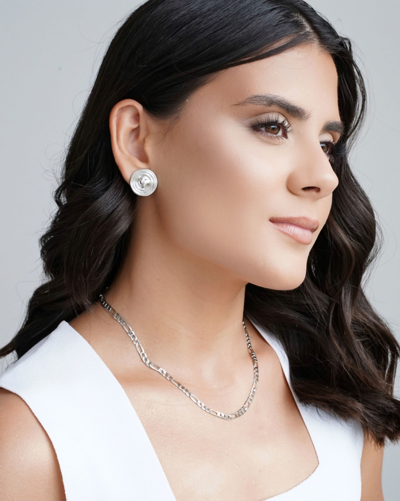 Brinco Redondo Coração Liso 1.9 cm Ródio Branco