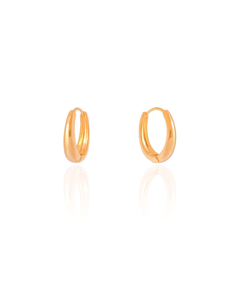 Brinco Argola Click Oval Lisa 1.7 cm Banhado a Ouro 18K