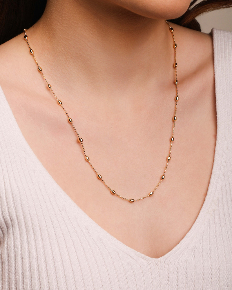 Gargantilha Longa Gomos Banhado a Ouro 18K - 70 cm