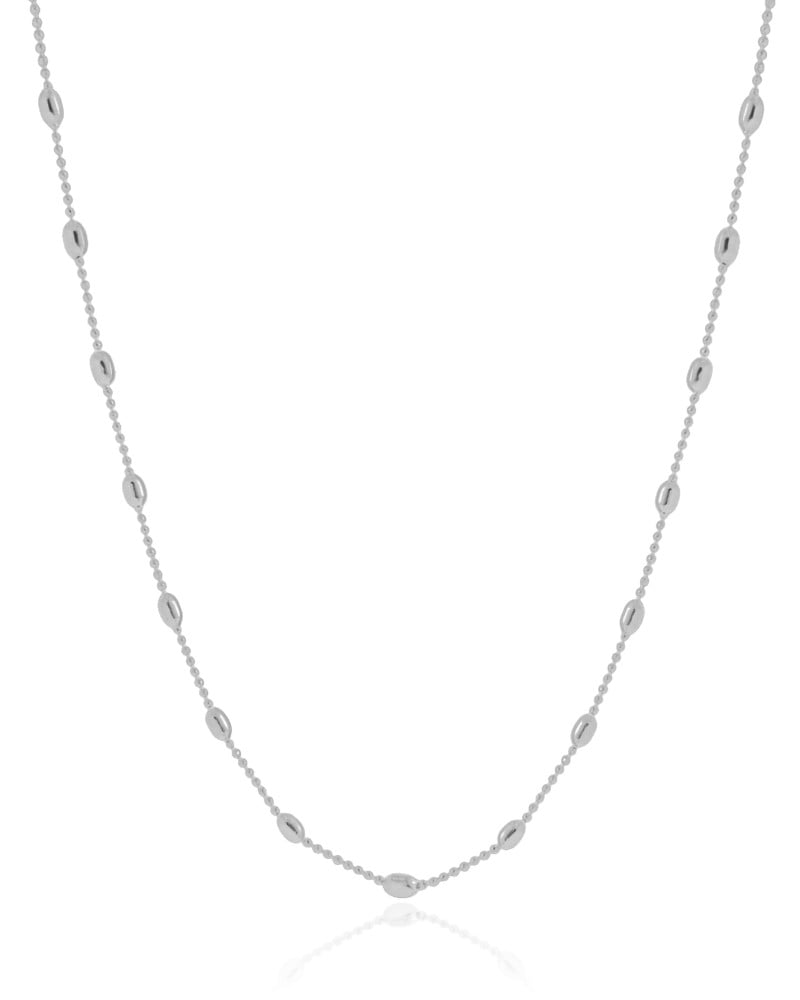 Gargantilha Longa Gomos Ródio Branco - 70 cm