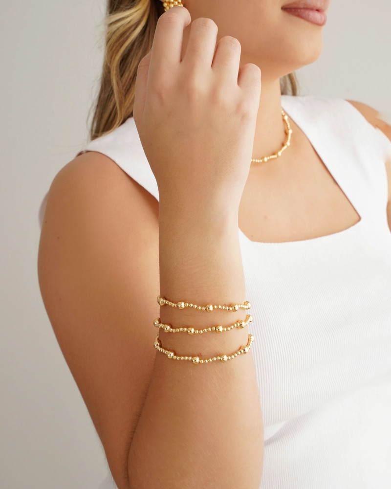 Bracelete Mola Bolas Lisas Banhado a Ouro 18K