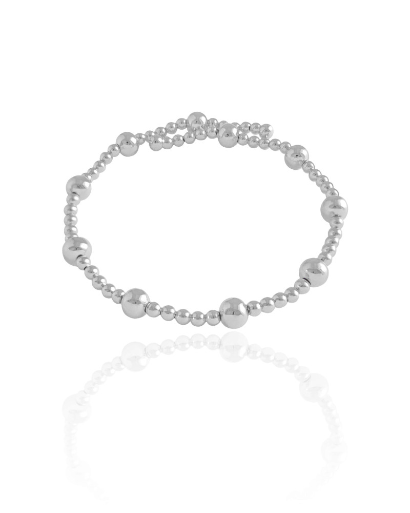 Bracelete Mola Bolas Lisas Ródio Branco