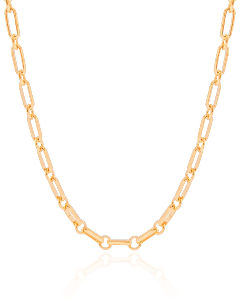 Choker Elos Ovais 4 mm Banhado a Ouro 18K