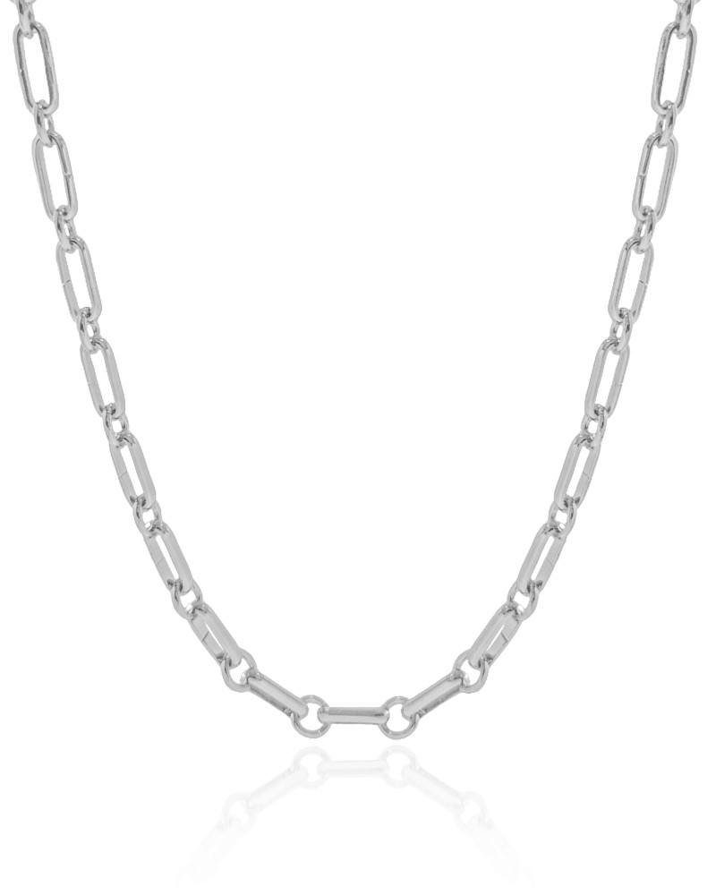 Choker Elos Ovais 4 mm Ródio Branco