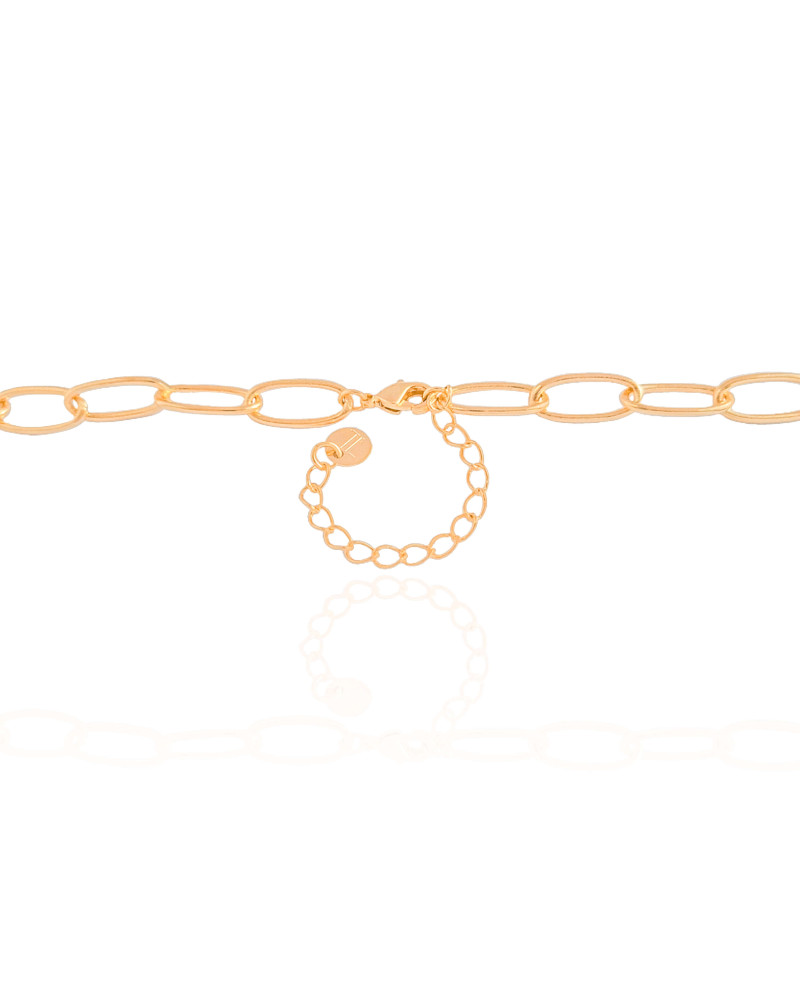 Gargantilha Elos Ovais Cristal Banhado a Ouro 18K - 45 cm