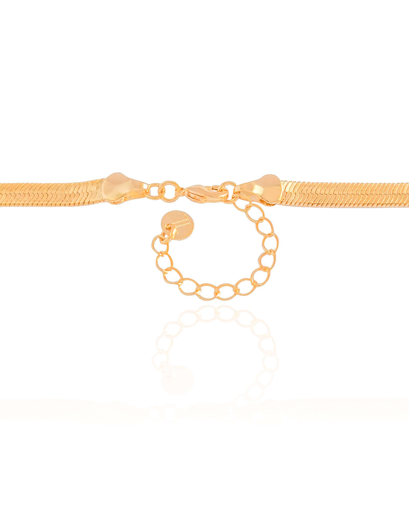 Gargantilha Malha Fita Orgânico Liso Banhado a Ouro 18K