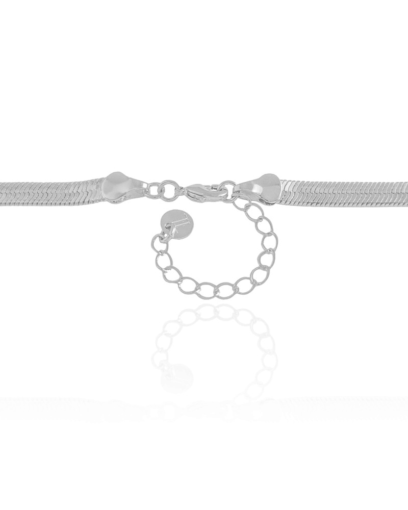 Gargantilha Malha Fita Orgânico Liso Ródio Branco