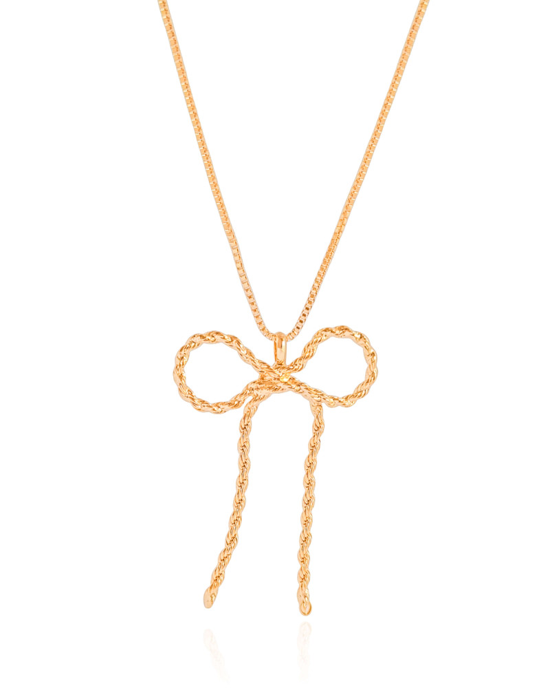 Gargantilha Veneziana Laço Cordão Baiano Banhado a Ouro 18K - 45 cm