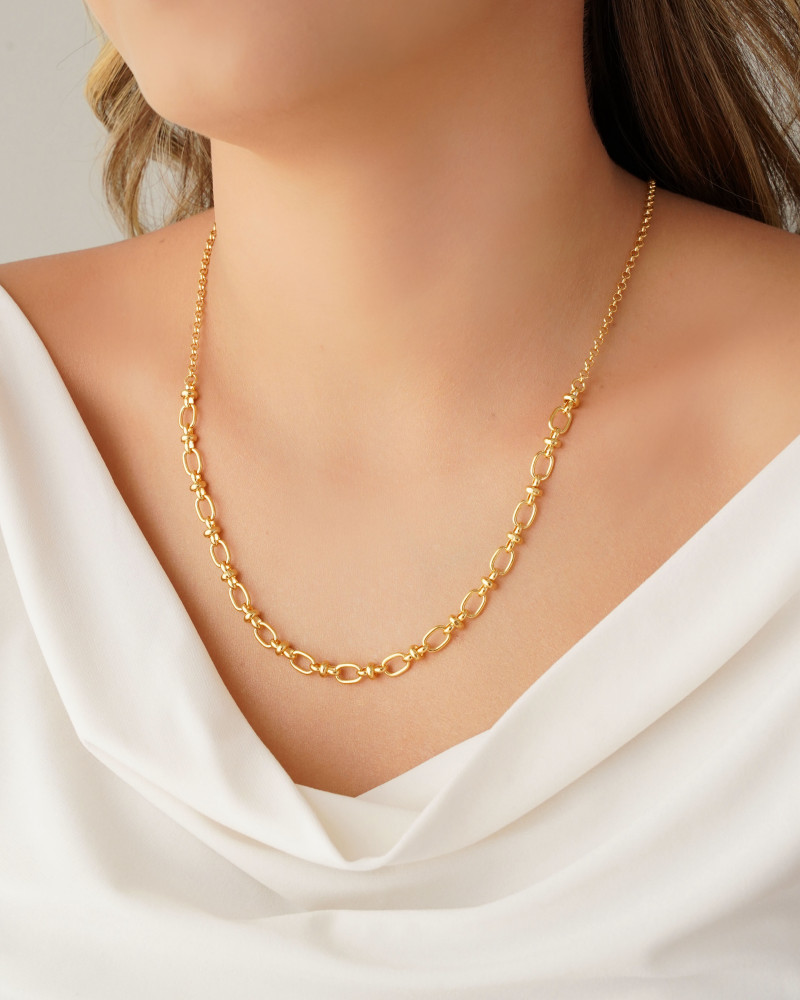 Gargantilha Elos Ovais 6 mm Banhado a Ouro 18K - 55 cm