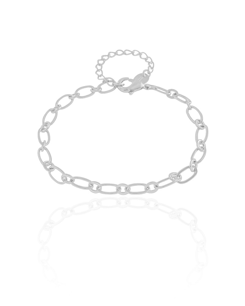 Pulseira Elos Ovais 4 mm Ródio Branco