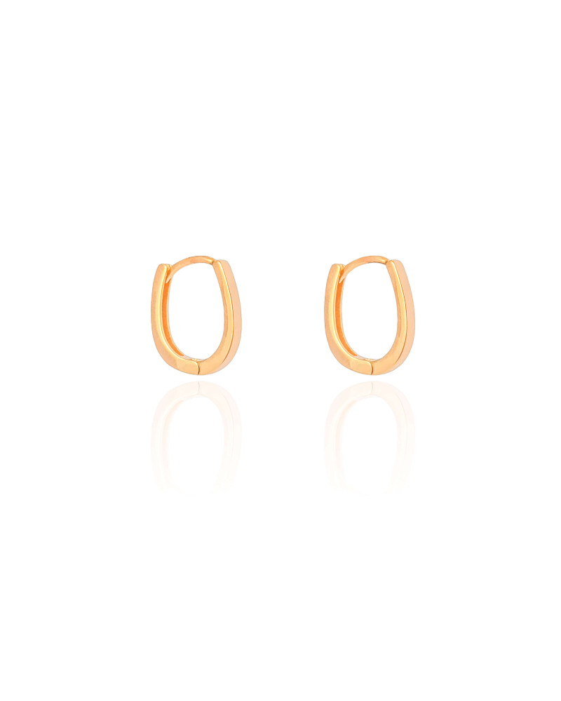 Brinco Argola Click em U Lisa 1.5 cm Banhado a Ouro 18K