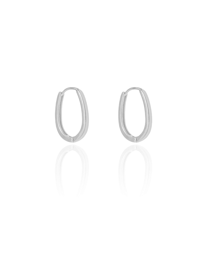 Brinco Argola Click em U Lisa 1.9 cm Ródio Branco