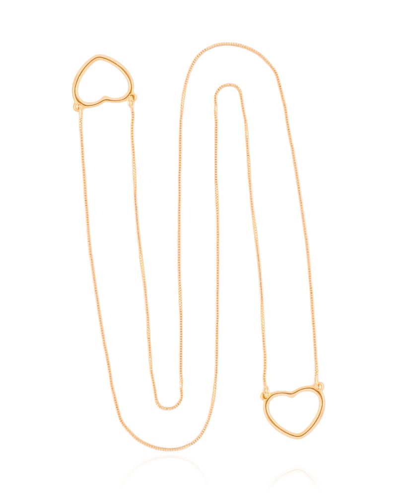 Escapulário Corações Vazados Banhado a Ouro 18K - 60 cm