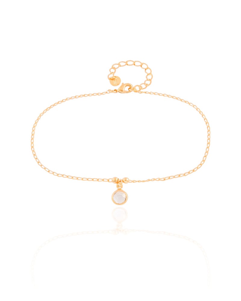 Tornozeleira Ponto de Luz Cristal 7 mm Banhado a Ouro 18K