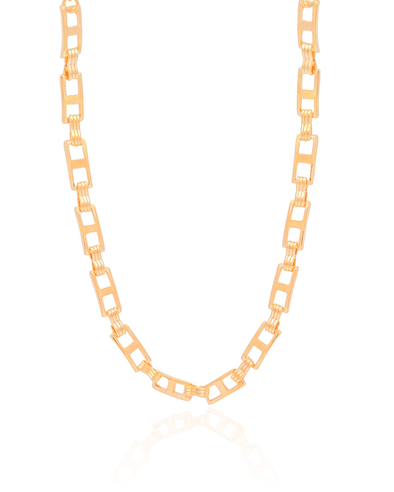 Choker Elos Retangulares 5 mm Banhado a Ouro 18K