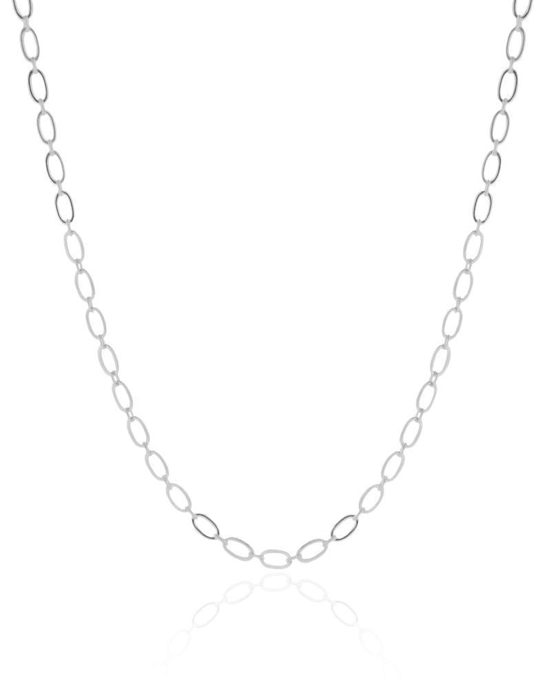 Choker Elos Ovais 3 mm Ródio Branco