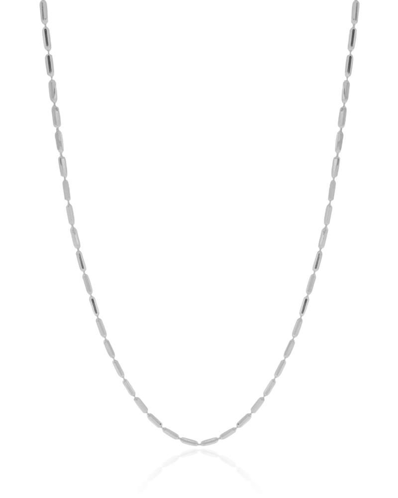 Gargantilha Canutilhos 1 mm Ródio Branco - 45 cm