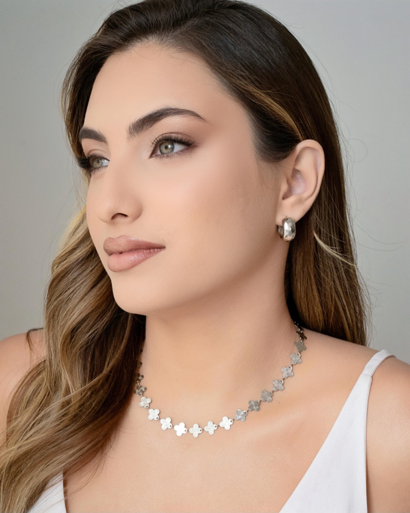 Choker Alhambra 10 mm Ródio Branco