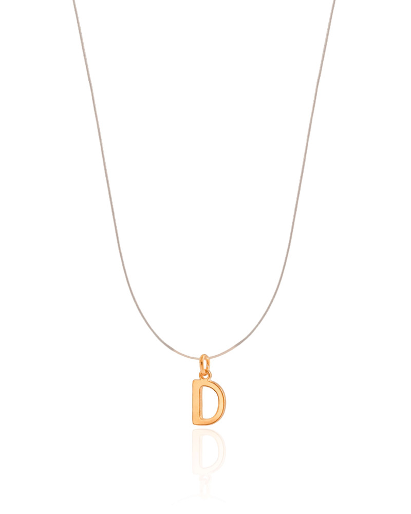 Choker Nylon Letra D Banhado a Ouro 18K
