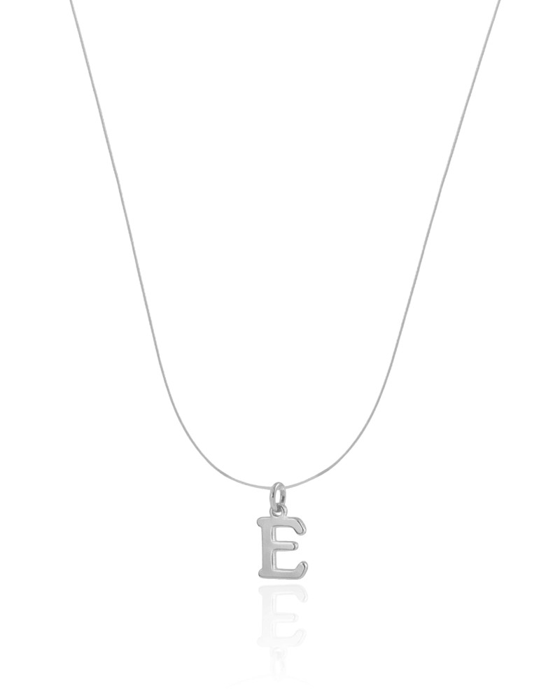 Choker Nylon Letra E Ródio Branco