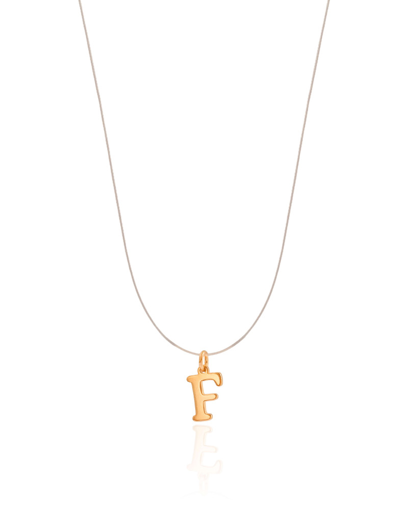 Choker Nylon Letra F Banhado a Ouro 18K