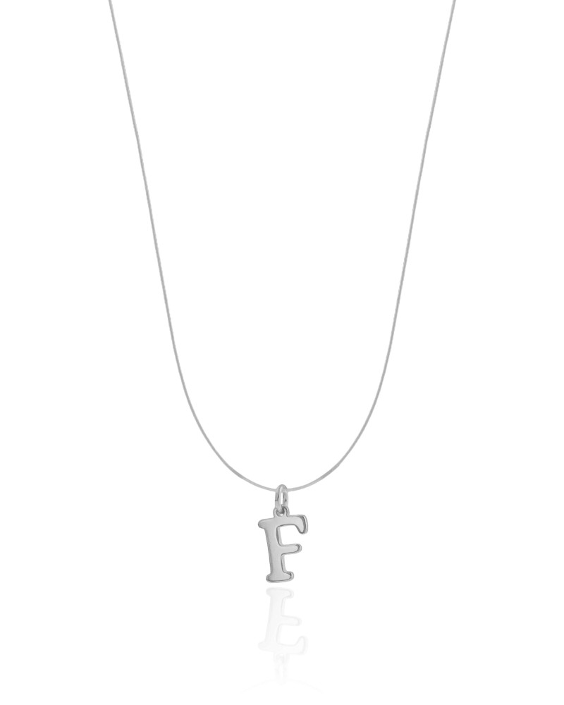 Choker Nylon Letra F Ródio Branco